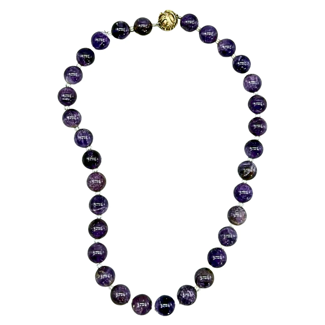 AMETHYST-PERLENKETTE MIT MAGNETVERSCHLUSS AUS 925ER SILBER. — Necklace — Auktionshaus Stuber's Hammerschlag