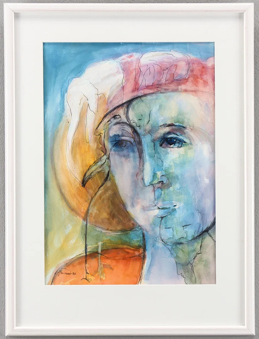 GUNHILD JOHANSSON. Ansikten. — Paintings — Karlstad Hammarö Auktionsverk