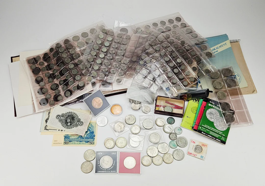 VALÖRER, Sverige, bland annat med silverhalt. — Coins & Banknotes — Auktionshuset Thörner & Ek