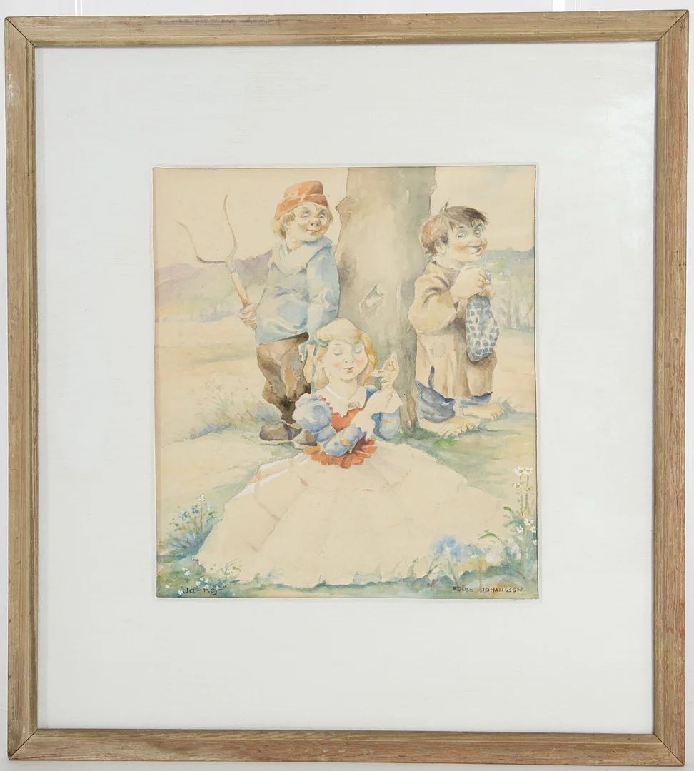 FOLKE JOHANSSON. 1912-1981. Akvarell, "Ja-nej", signerad. — Paintings — Auktionsverket Engelholm
