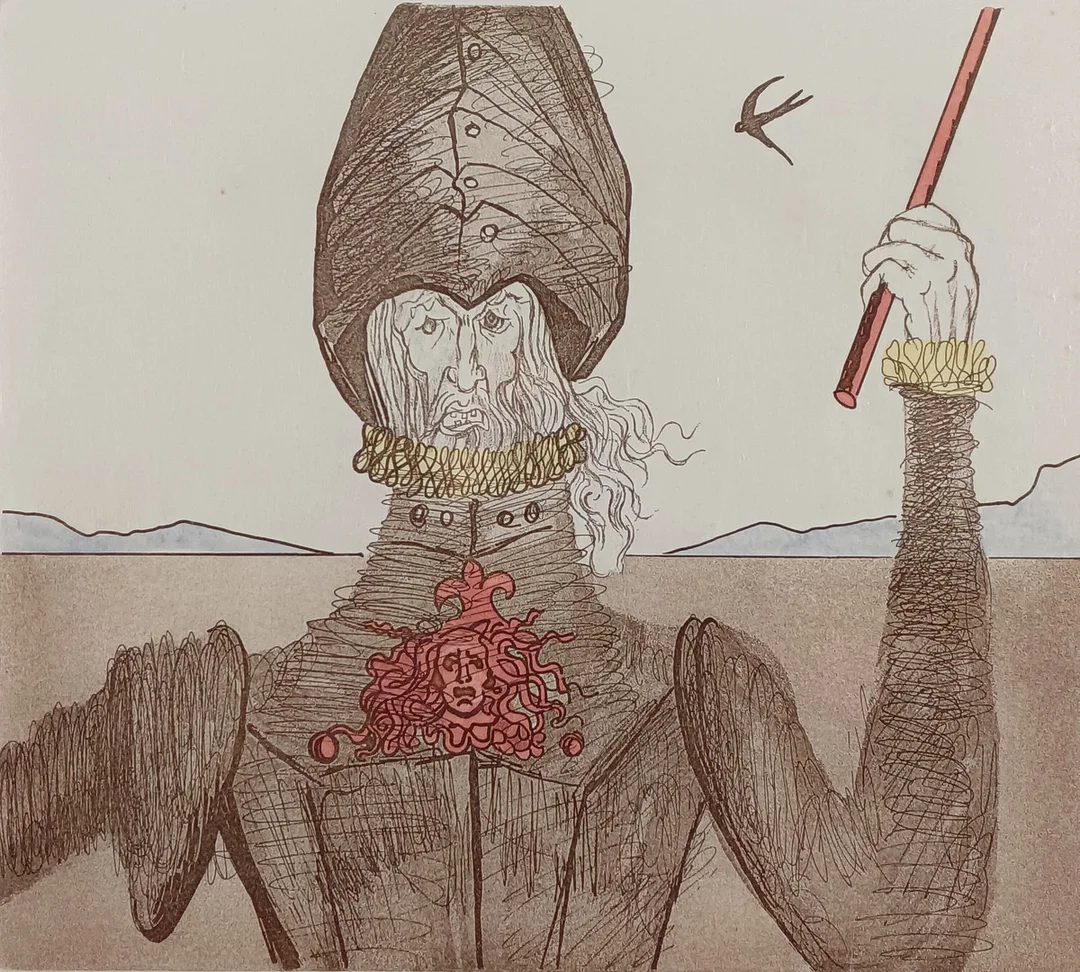 DALÍ, SALVADOR. "Don Quixote (The Dreamer)", 1980, Farbradierung mit Aquatinta und Kaltnadel. — Engravings & Prints — Auktionshaus Blank