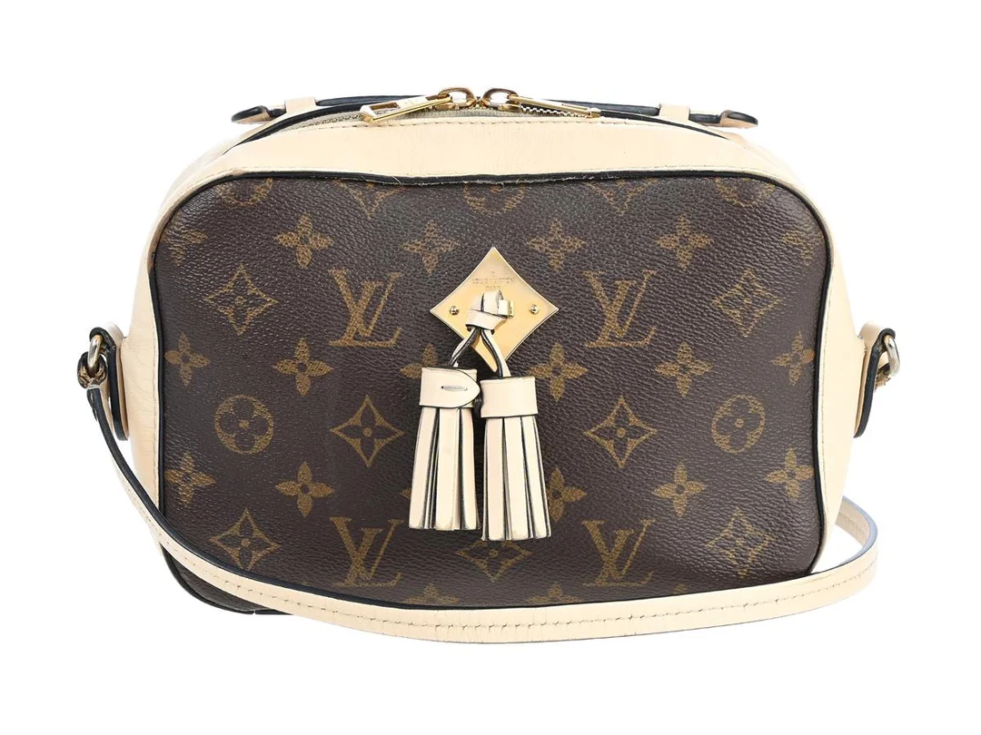 VÄSKA, LOUIS VUITTON, Saintonge, monogram canvas, beige läder, guldfärgade beslag, 22x15x7,5 cm, bruksslitage. — Accessoarer/Väskor — Kaplans