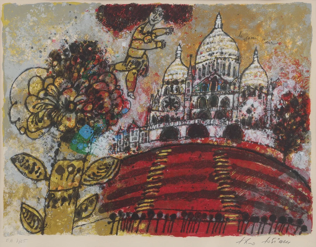 THEO TOBIASSE. färglitografi, "Le sacre coeur", numrerad EA 7/25, signerad. — Engravings & Prints — Auktionsmagasinet Vänersborg