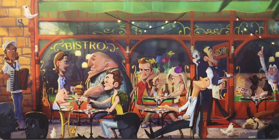 MAX GRECKE. olja på duk, motiv från bistro. — Paintings — Markus Auktioner