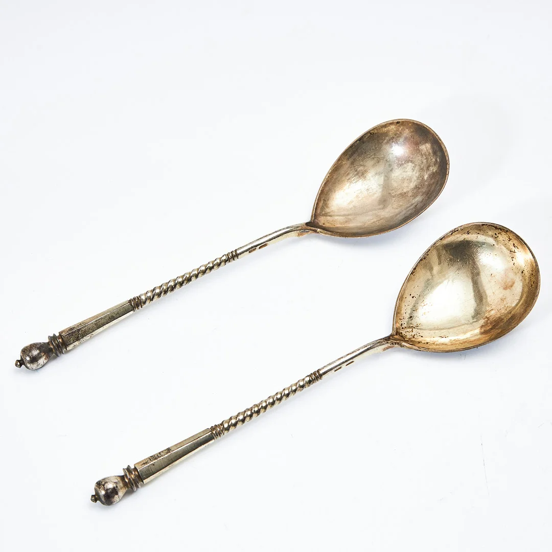 SUPSKEDAR, 1 par, silver, Stepan Levin, Moskva 1896/ 97. — Silver — Stockholms Auktionsverk Magasin 5