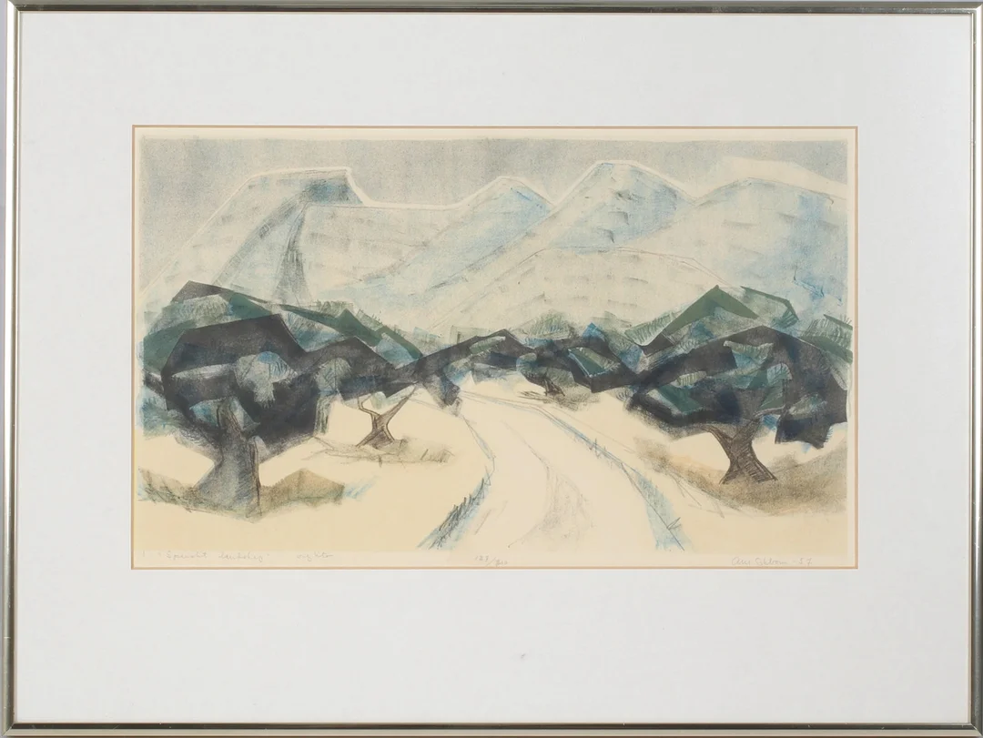 ANN MARIE EKBOM. "Spanskt landskap", litografi, signerad och numrerad 127/210, daterad -57. — Engravings & Prints — Stadsauktion Sundsvall