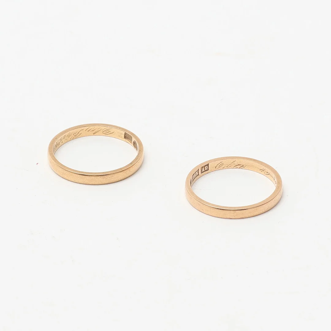 RINGAR, två stycken, guld 18K. — Rings — Uppsala Auktionskammare