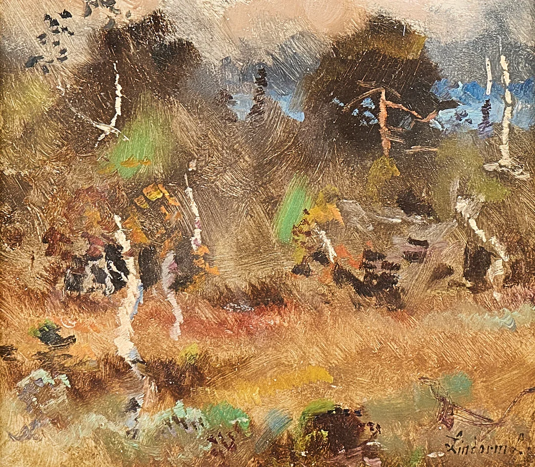 LINDORM LILJEFORS. Oljemålning, signerad, skog, pannå. — Paintings — Metropol Auktioner