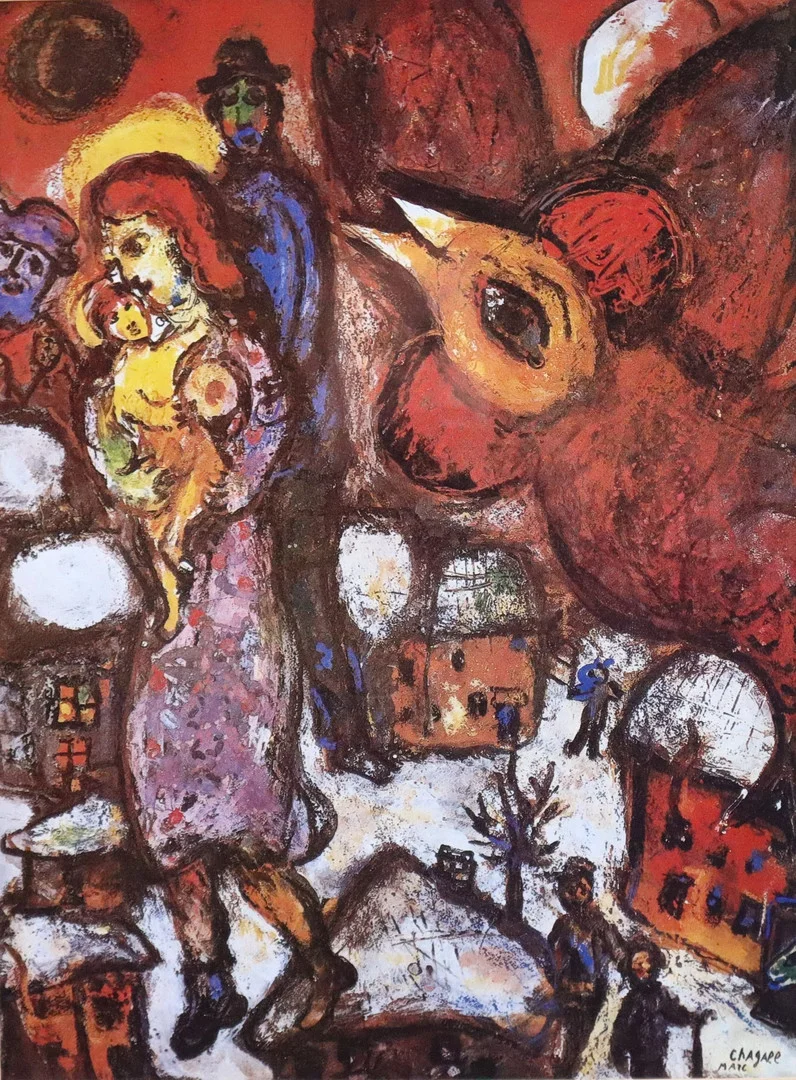 CHAGALL, MARC. NACH. "Die Flucht", Farboffsetdruck. — Other — Auktionshaus Blank