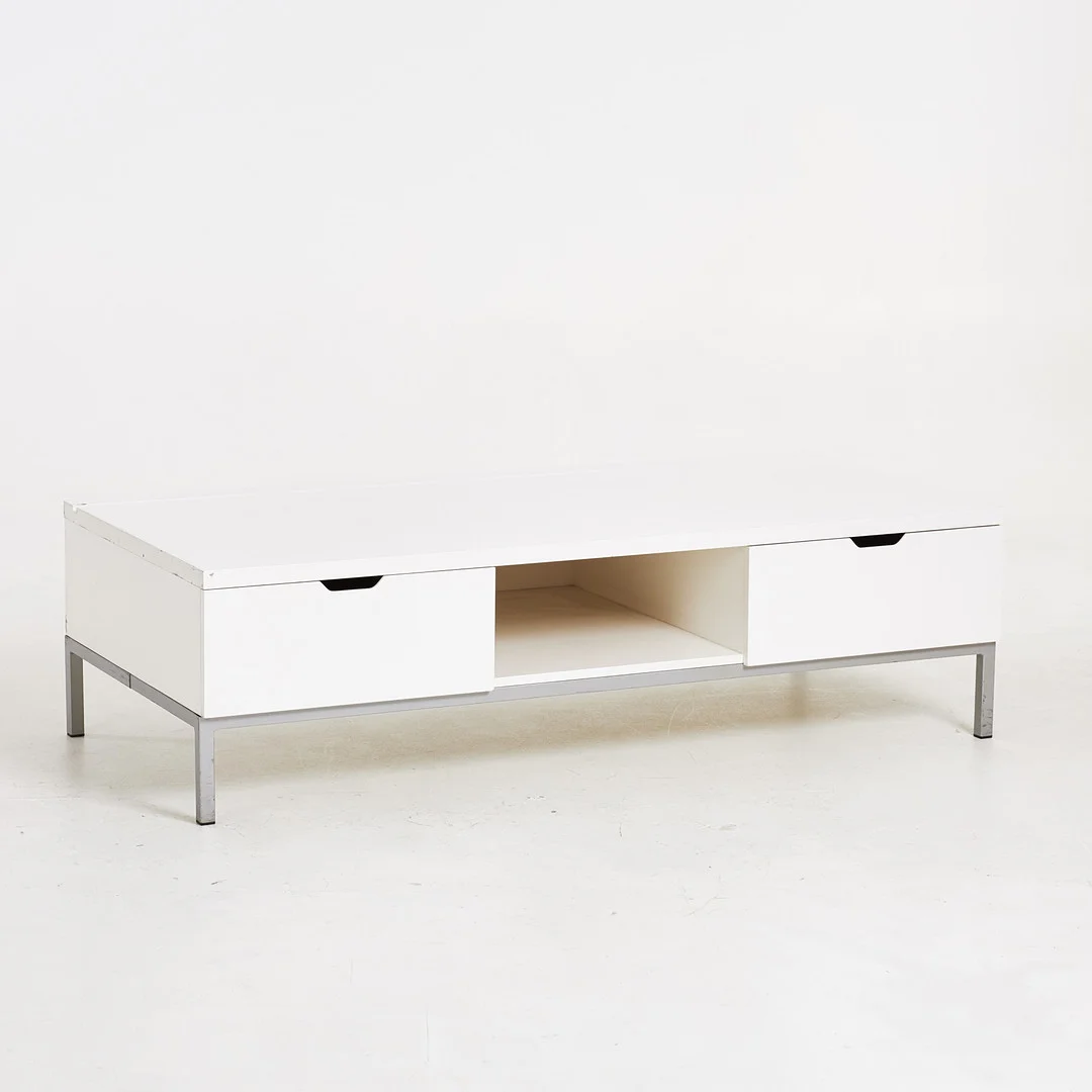 SIDEBOARD, vitlackerad mdf på lackerad metallställning, 2 lådor, specialritat för kontor av Anders Runerheim. — Cupboards, Cabinets & Shelves — Stockholms Auktionsverk Sickla