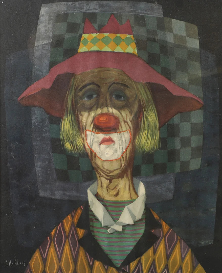 PELLE ÅBERG. EFTER. Clown, inramat tryck. — Engravings & Prints — Helsingborgs Auktionskammare