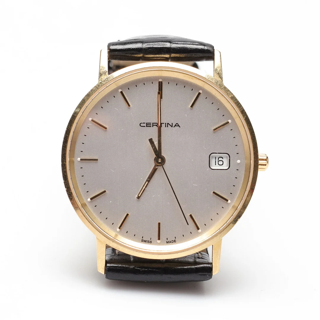 CERTINA, Armbandsur, 18k, Guld, EOL 158.9289.68, Quartz, med läderarmband samt box. — Wristwatches — Gomér & Andersson Linköping