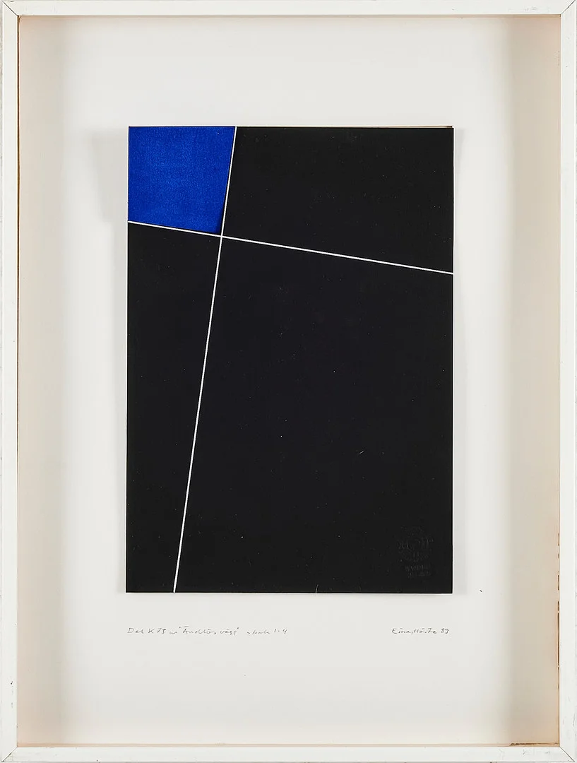 EINAR HÖSTE. "Del K73 ur Ändlös vägg", målning på kartong, delvis uppklippt. signerad och daterad 89. — Paintings — Stockholms Auktionsverk Magasin 5