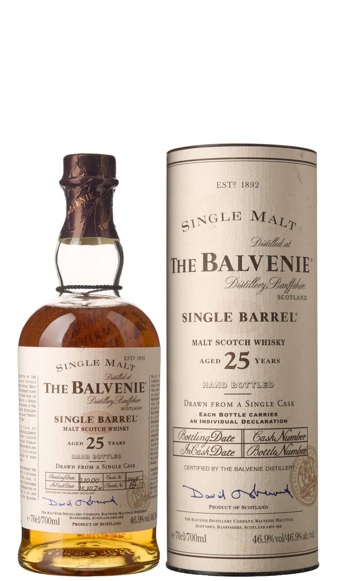 1 x The Balvenie Single Barrel Malt Scotch Whisky Aged 25 Years #13465 (OCB) — 1 x The Balvenie Single Barrel Malt Scotch Whisky Aged 25 Years #13465 (OCB) — Vin/Brennevin — Blomqvist
