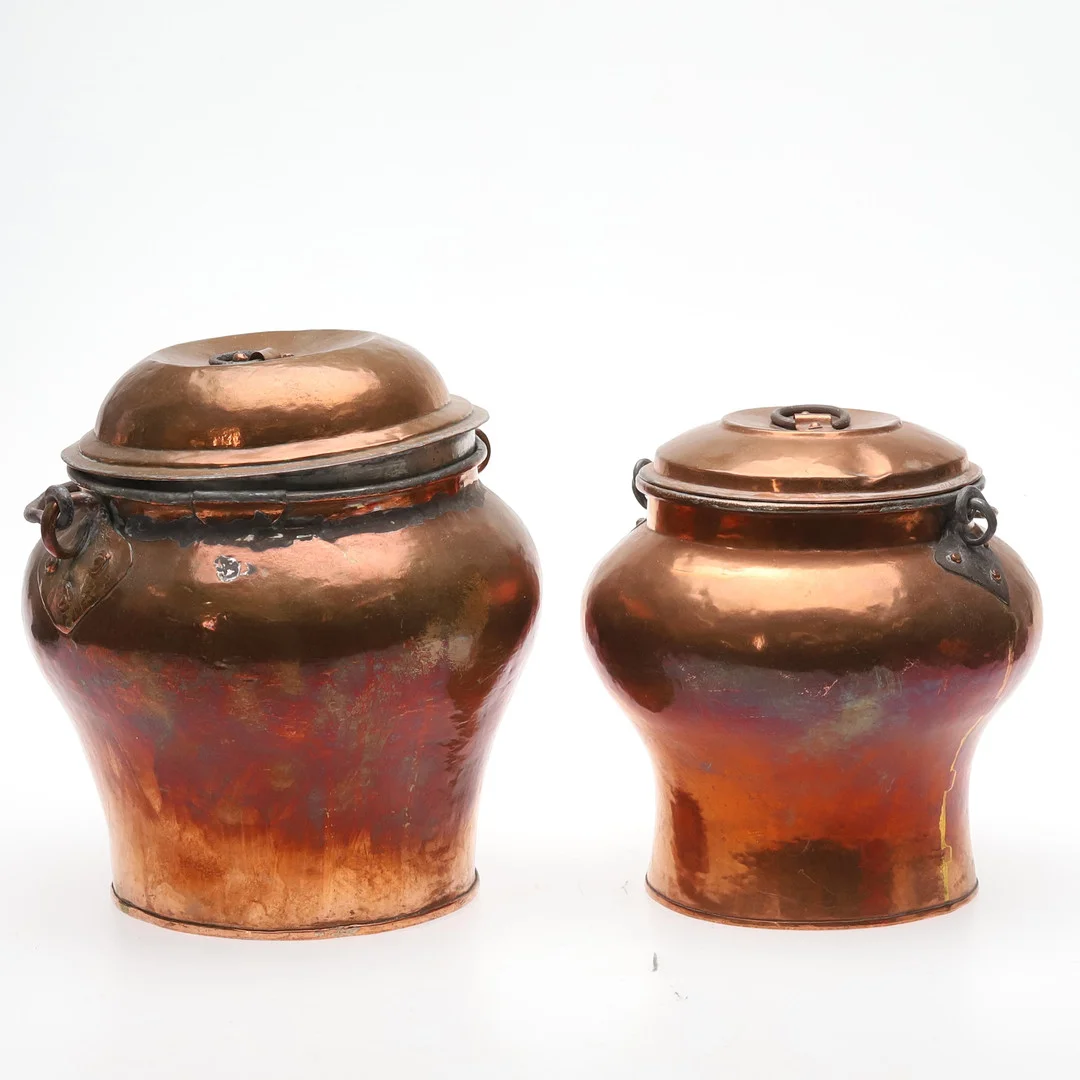 BULLKRUKA, 2st, koppar, 1800-tal. — Pewter, Brass & Copper — Örebro Stadsauktioner