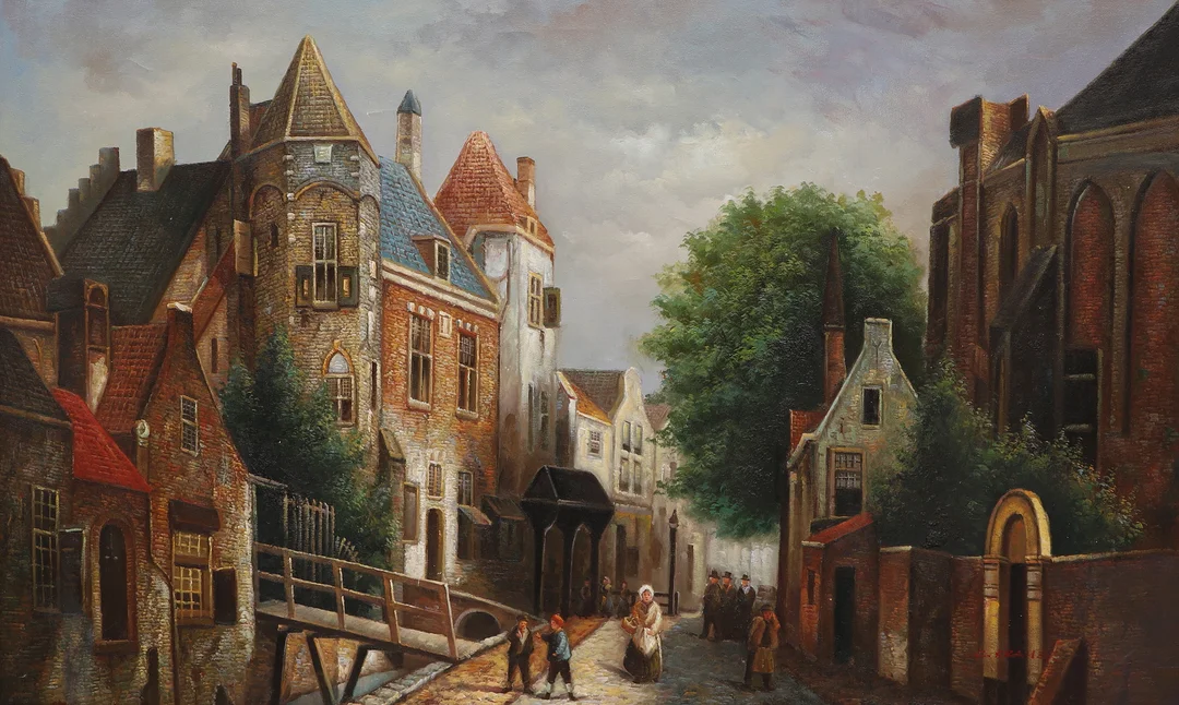 OIDENTIFIERAD KONSTNÄR. Olja på duk, stadsmotiv, signerad C. Kramer. — Paintings — Ekenbergs Auktioner