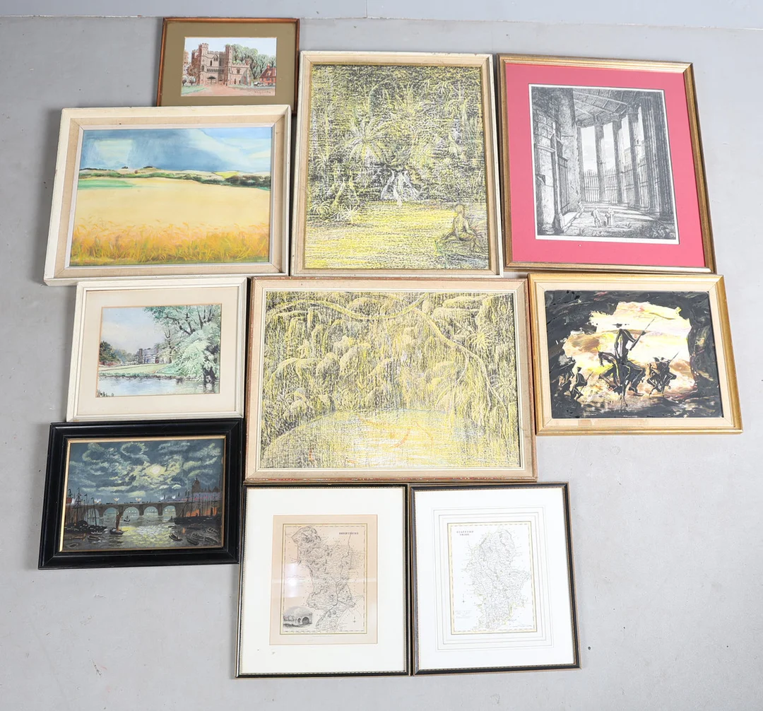 A COLLECTION OF PAINTINGS, PRINTS & ENGRAVINGS (QTY). — Paintings — Bishop & Miller