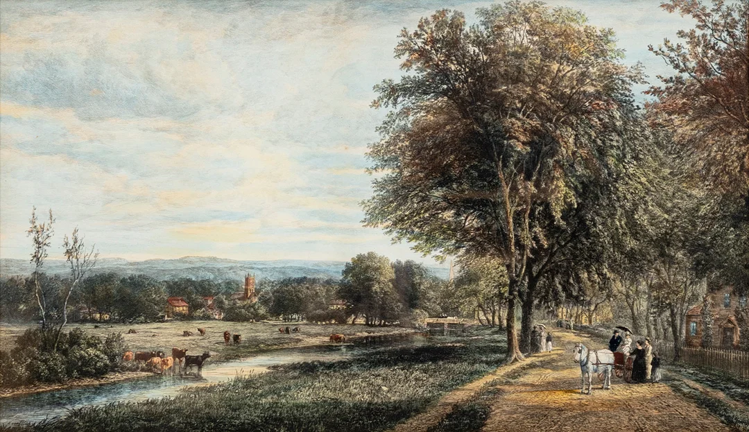 HENDRIK DIRK KRUSEMAN VAN ELTEN (1829-1904). Landskap med hästekipage, handkolorerad etsning, signerad, K van Elten. — Paintings — Auktionshuset Kolonn