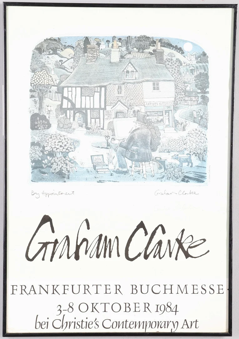 GRAHAM CLARKE (B. 1945). A SIGNED ADVERTISING POSTER. — Engravings & Prints — Lawrences Auctioneers