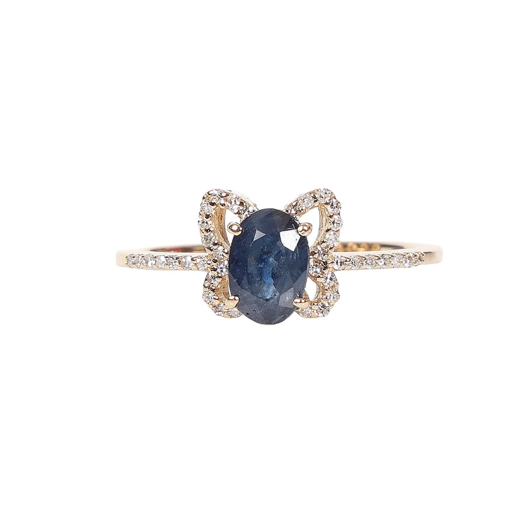 CERTIFICATED SAPPHIRE AND DIAMOND DRESS RING. — Rings — Bishop & Miller