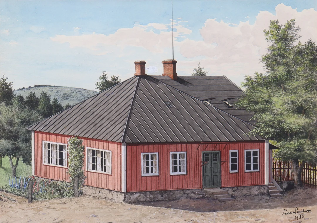 FRANS LINDBERG. akvarell, Hörvikens skola i Blekinge. — Paintings — Markus Auktioner