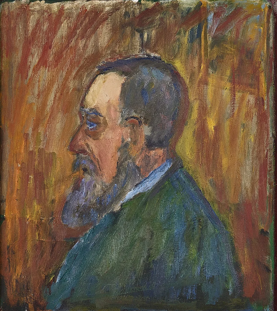 IVAN IVARSON. Porträtt av man i profil. Olja på duk. — Paintings — Stockholms Auktionsverk Magasin 5
