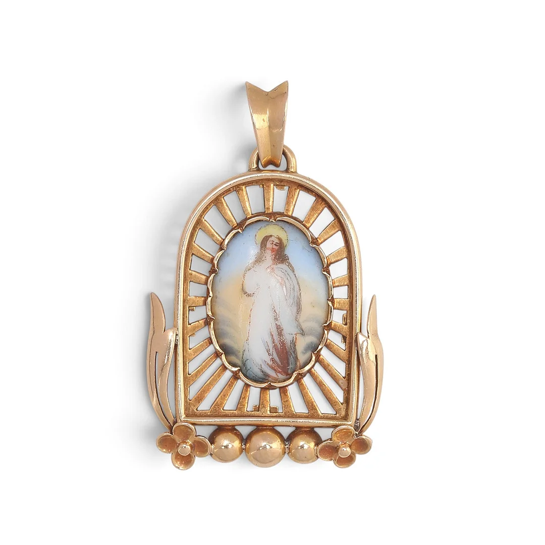 Devotional medal in enamel, mid 20th Century. — Brooches & Pendants — Balclis