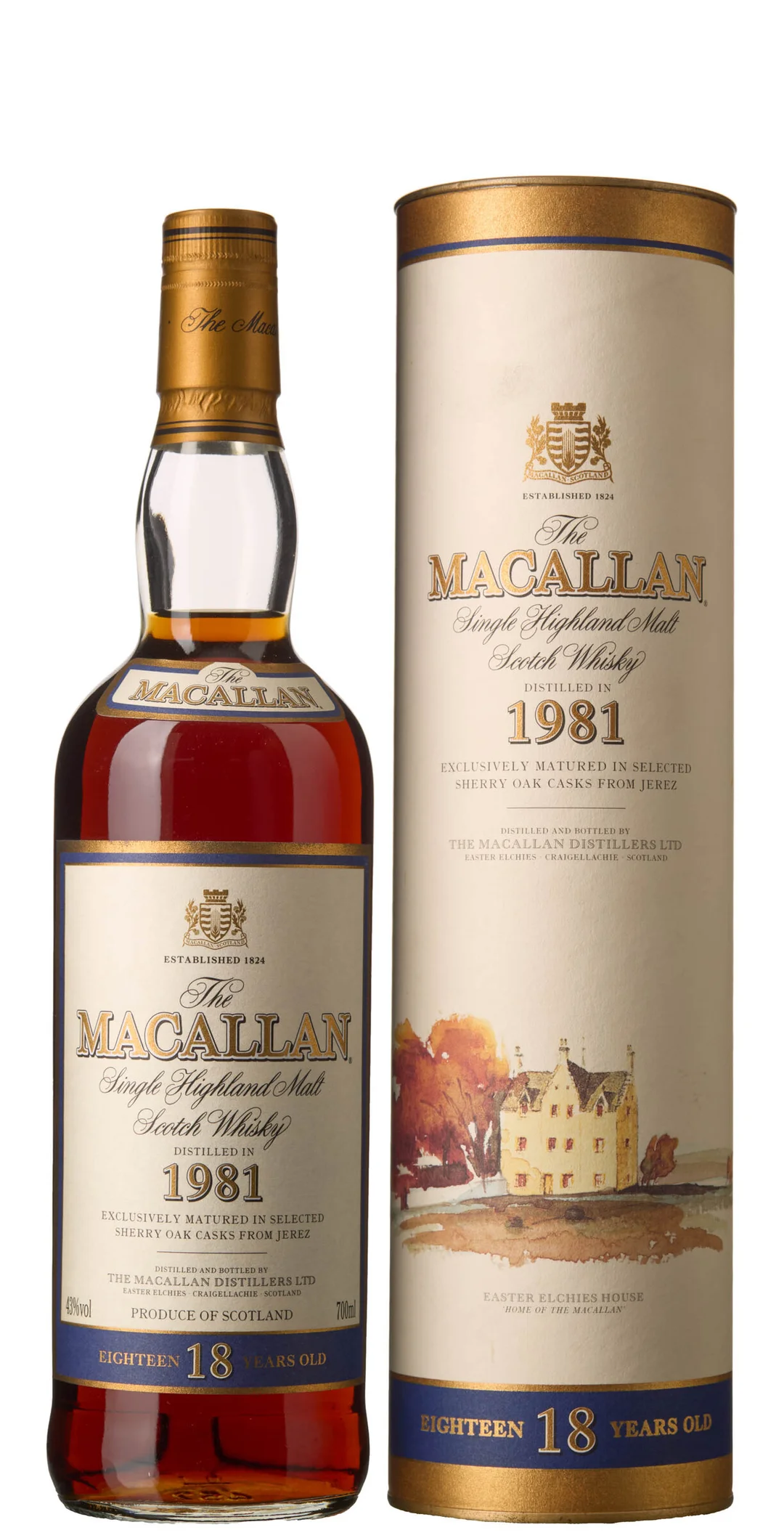 1 x The Macallan Single Highland Malt Scotch Whisky 1981 Sherry Oak 18 Years Old (OCB) — 1 x The Macallan Single Highland Malt Scotch Whisky 1981 Sherry Oak 18 Years Old (OCB) — Vin/Brennevin — Blomqvist