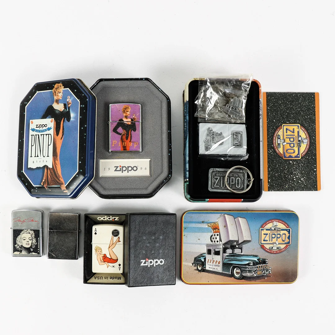 ZIPPO, 5 stycken tändare, USA. — Other collectables — Karlstad Hammarö Auktionsverk