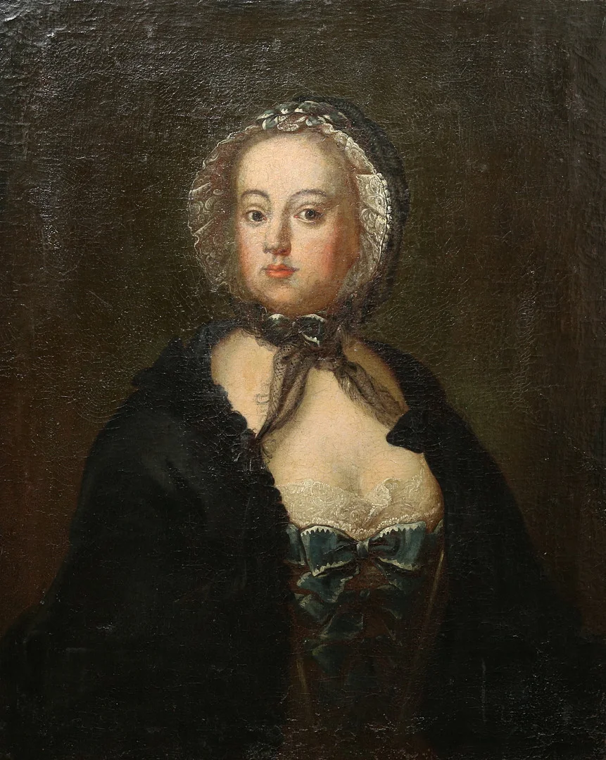ULRICA FREDRICA PASCH (SVERIGE, 1735-1796). HENNES KRETS. olja på duk uppklistrad på pannå, porträtt av adelsdam i herdinredräkt, 1700-tal. — Paintings — Gomér & Andersson Linköping