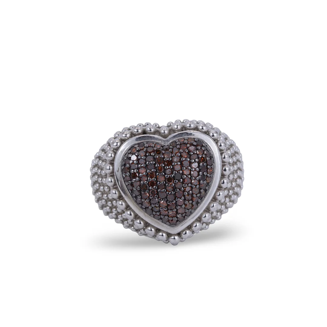 RED DIAMOND SILVER RING. — Rings — Chalkwell Auctions