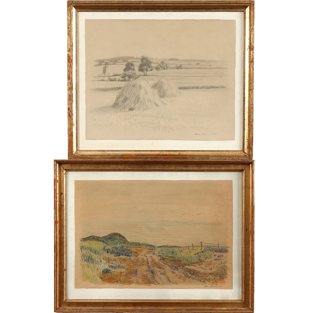 Aksel Jensen. Haystack and summer day. (2) — Paintings and sculptures/Drawings — Lauritz