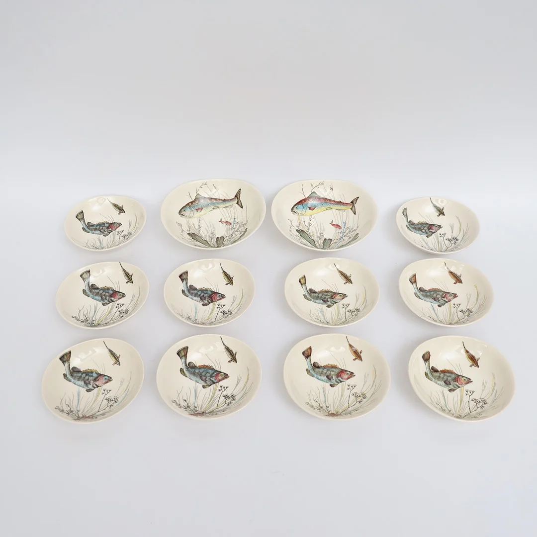 SKÅLAR 10+2, johnson bros, England, "Fish". — Tableware — Falun Auktionsbyrå