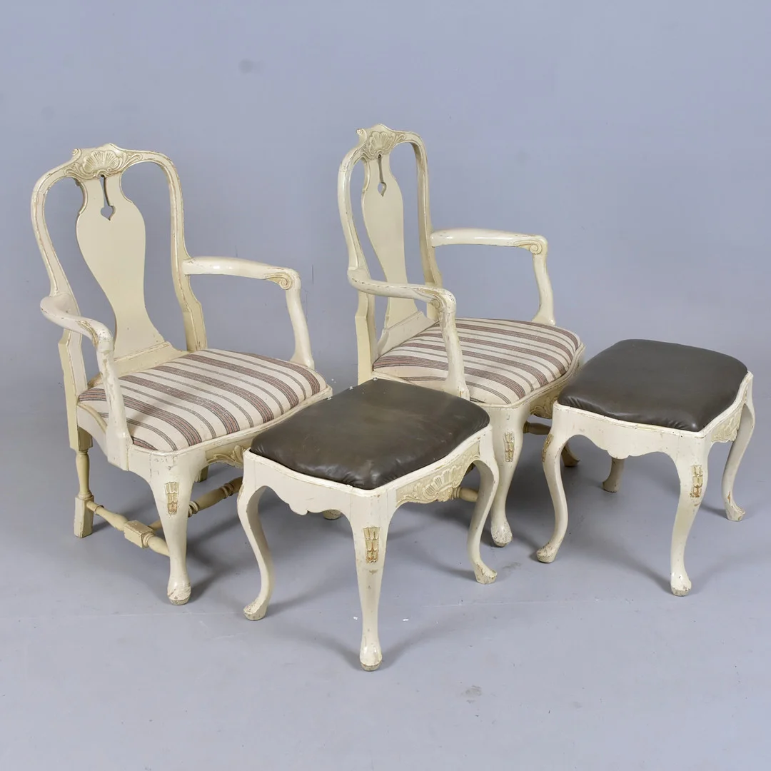 SITTGRUPP, 4 delar, rokokstil, 1800-tal. — Sofas & Seatings — Halmstads Auktionskammare