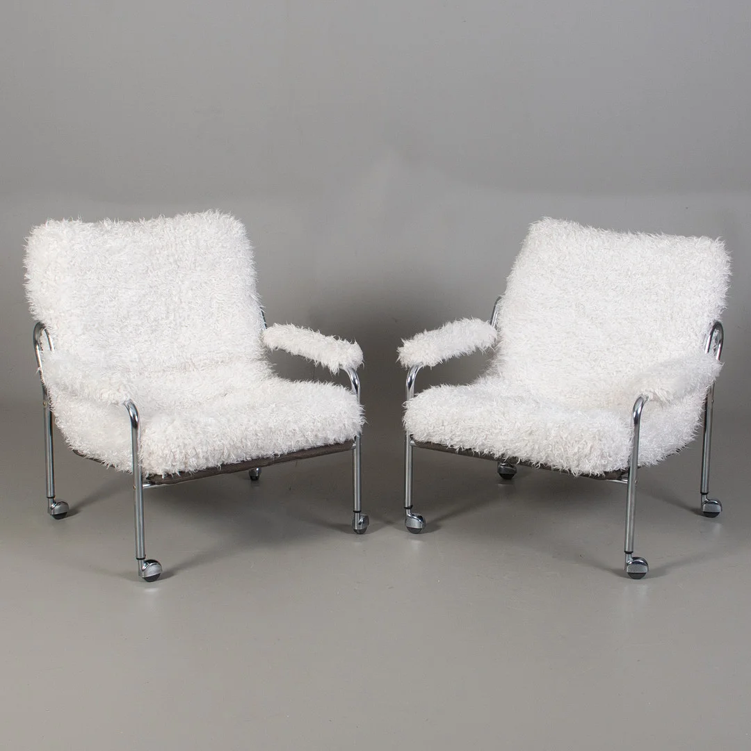 BO EIGERT. Fåtöljer, ett par, "Stålbo", Firma B. Eigert AB, Hova, 1970-tal. — Armchairs & Chairs — Laholms Auktionskammare