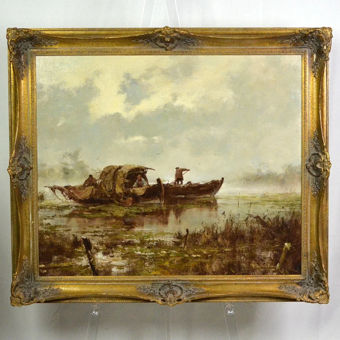 RICHARD REIBELING (1900-1976). FISCHER-SZENE, ÖL AUF LEINWAND (AUF PLATTE GEZOGEN), 20. JAHRHUNDERT. — Paintings — Kunst- und Auktionshaus Kleinhenz