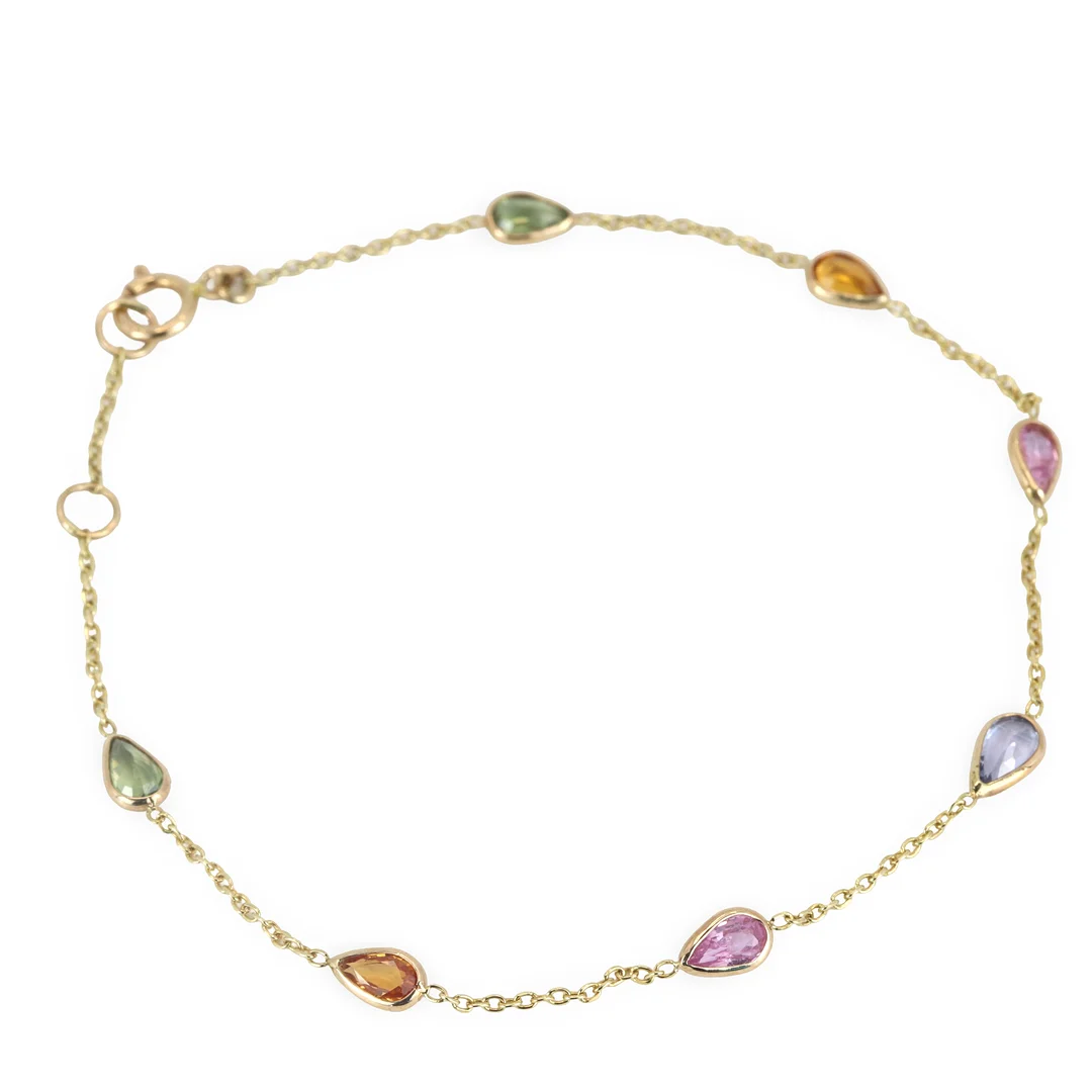14CT GOLD SAPPHIRE BRACELET. — Bracelets — Chalkwell Auctions