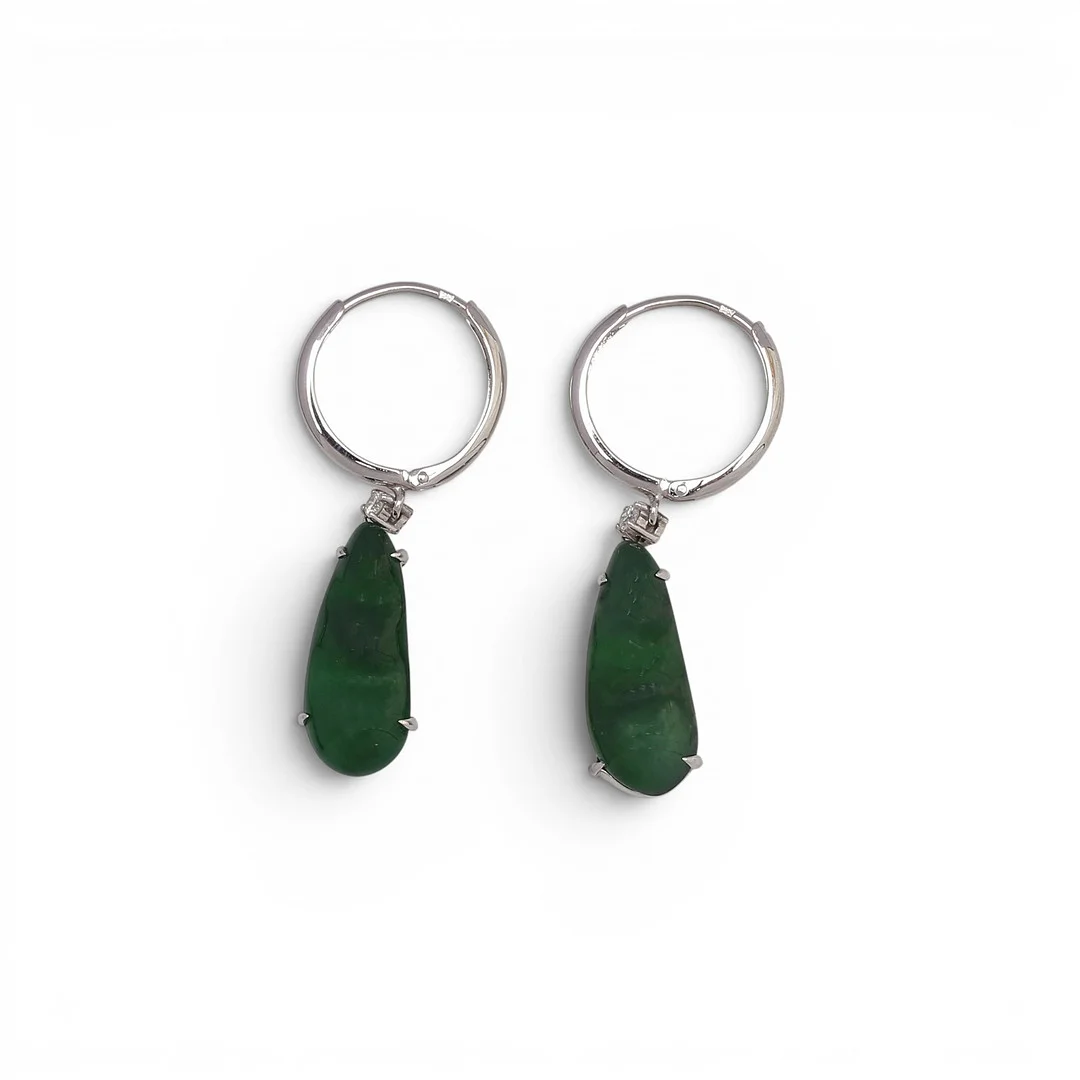 Jade and diamonds earrings. — Earrings — Balclis