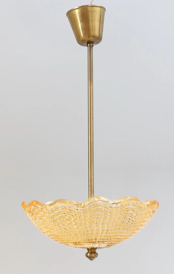CARL FAGERLUND. Taklampa, glas, Orrefors, 1900-talets mitt. — Ceiling lights — Gomér & Andersson Nyköping