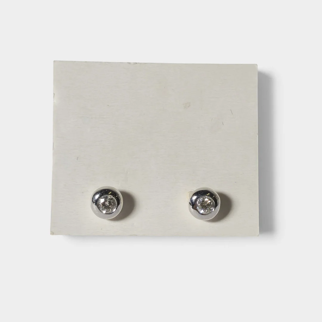 Dormilona de boca en oro blanco de 18K y diamantes. — Earrings — Barcelona Auctions