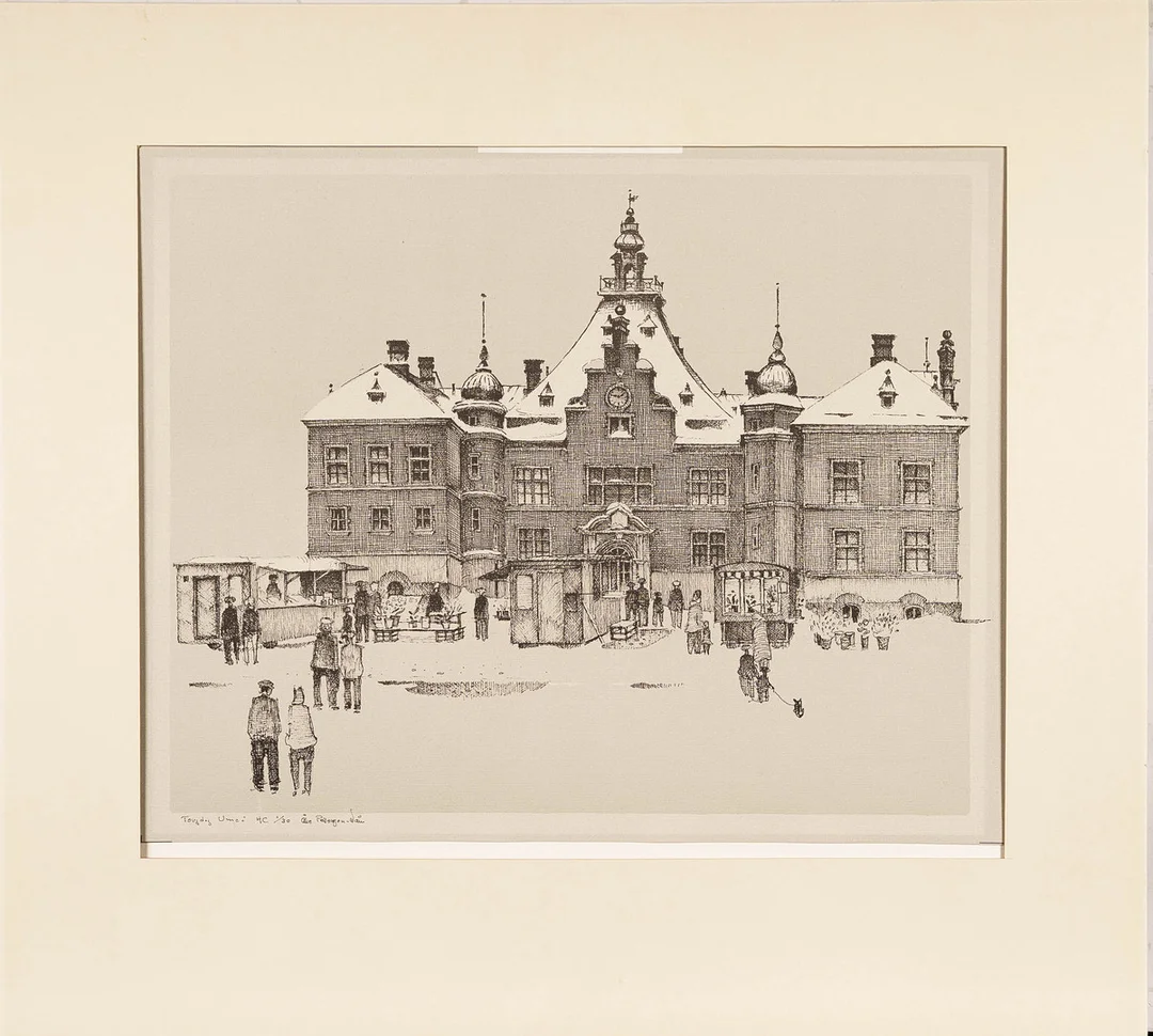 ÅKE PETTERSSON-NÅW. Litografi "Torgdag, Umeå", Numrerad: HC 1/30, Signerad. — Engravings & Prints — Norrlands Auktionsverk