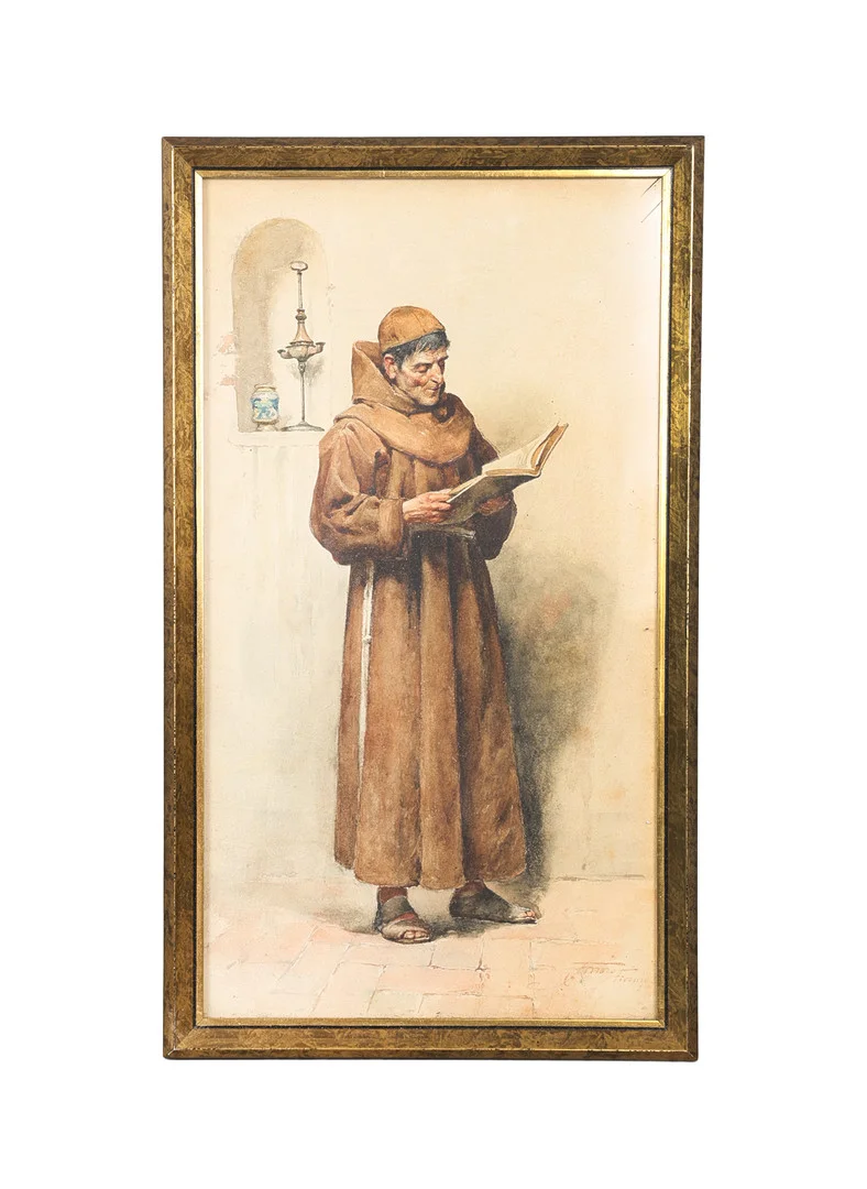 ITALIAN SCHOOL (19TH / 20TH CENTURY) STUDY OF A MONK READING. — Paintings — Bishop & Miller