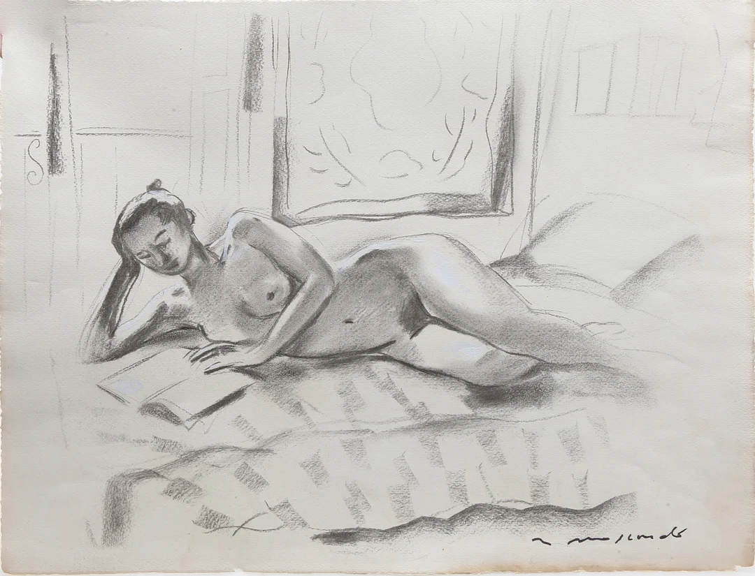 RAMON MOSCARDÓ. A girl reading. — Drawings — Balclis