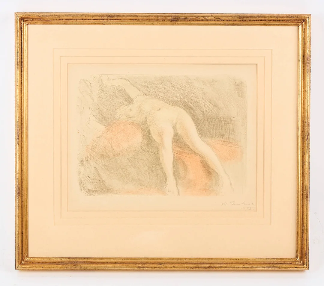 MAGNUS ENCKELL. Vilande modell, signerad samt daterad 1908, litografi. — Engravings & Prints — Stockholms Auktionsverk Helsinki