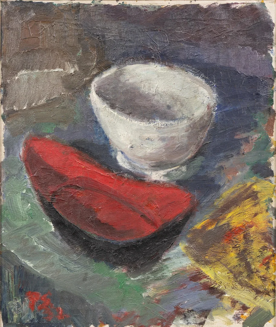 OIDENTIFIERAD KONSTNÄR. Stilleben, olja på duk, monogramignerad möjligen P S och daterad -52. — Paintings — Garpenhus Auktioner