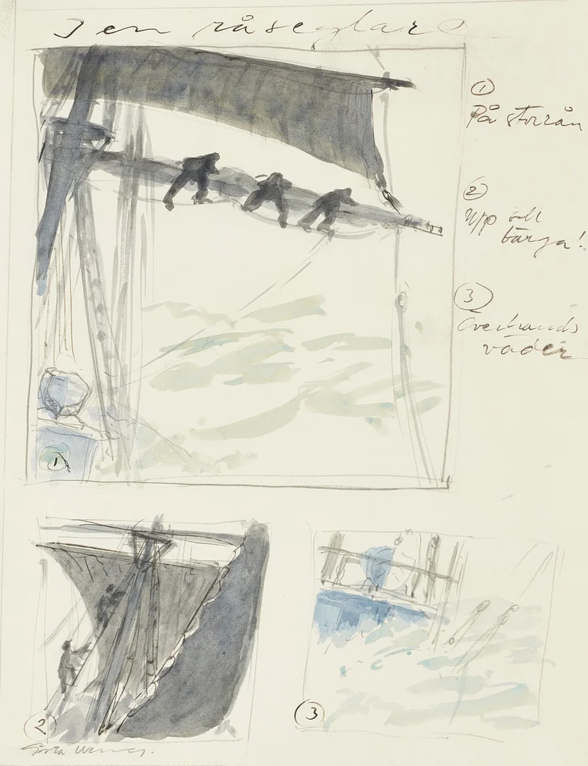 GÖSTA WERNER (1909-1989). Sjömansliv, signerad, akvarell. — Paintings — Crafoord Auktioner Stockholm
