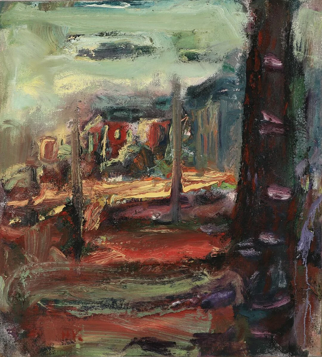 Håvard Vikhagen: “Huset i skoven” (The House in the Forest). Signed HV. Oil on canvas. 94×85 cm. — Modern Paintings/Modern art — Bruun Rasmussen