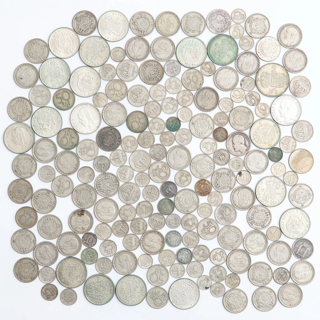 SILVERMYNT, 178 st, finvikt 392 gram, Sverige. — Coins & Banknotes — Auktionshuset Thelin & Johansson
