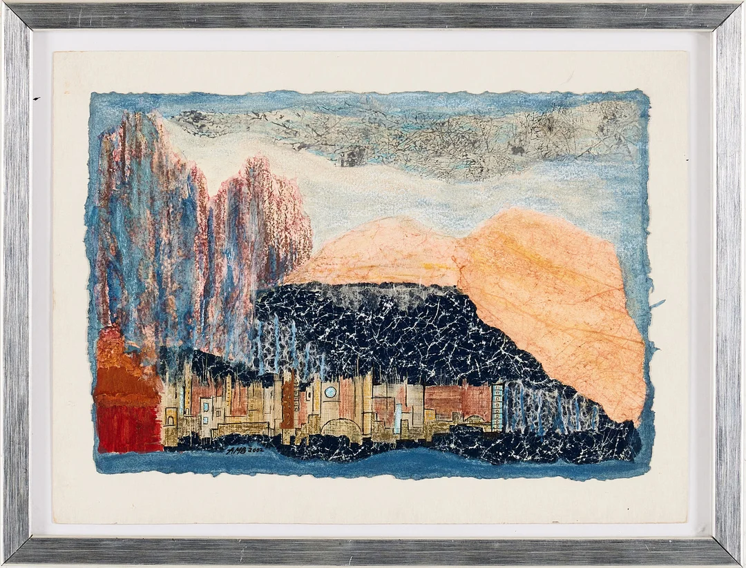 ANA MARIA BEAULIEU LAGUARDIA (FÖDD 1941). Stadsbild, blandteknik. — Paintings — Stockholms Auktionsverk Magasin 5