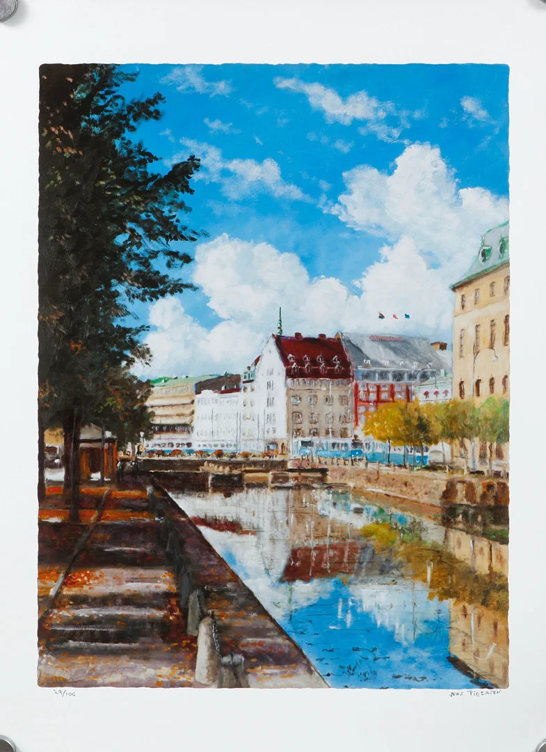 NILS PEDERSEN. Kanalen, gicléetryck, signerad och numrerad 29/100. — Engravings & Prints — Göteborgs Auktionsverk